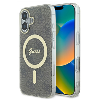 Imagen de GUESS IPHONE 16 MAGSAFE PATTERN GOLD RING AND LOGO BROWN 2005