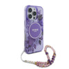 Imagen de GUESS IPHONE 16 PRO MAGSAGE CASE FLOWERS WITH BEADS STRAP PURPLE 9170