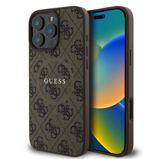 Imagen de GUESS IPHONE 16 PRO  MAGSAFE PU LEATHER CASE COLORED RING AND CLASSIC LOGO BROWN 7262