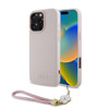 Imagen de GUESS IPHONE 16 PRO MAGSAFE GRAINED CASE WITH FLOWER CHARM WRIST STRAP AND METAL CLASSIC LOGO PINK 4039