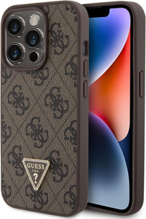 Imagen de GUESS IPHONE 15 PRO MAX METAL LOGO TRIANGLE STRAS BROWN 6412