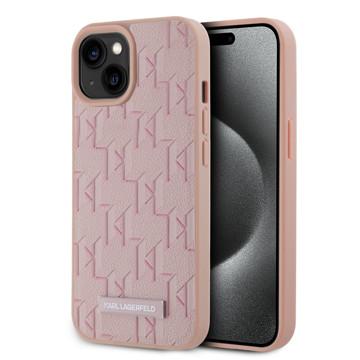 Imagen de KARL LAGERFELD IPHONE 15 MAGSAFE GRAINED PU LEATHER CASE METAL LOGO PINK 3905