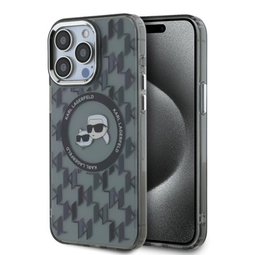Imagen de KARL LAGERFELD IPHONE 15 PRO MAX MAGSAFE HEADS ON KL PATTERN BLACK 4916