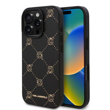 Imagen de KARL LAGERFELD IPHONE 16 PRO MAX MAGSAFE PU CASE KARL HEADS PATTERN BLACK 4212