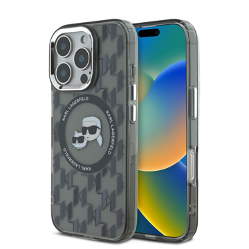 Imagen de KARL LAGERFELD IPHONE 16 PRO MAX KARL AND CHOUPETTE HEADS ON KL PATTERN BLACK 8390